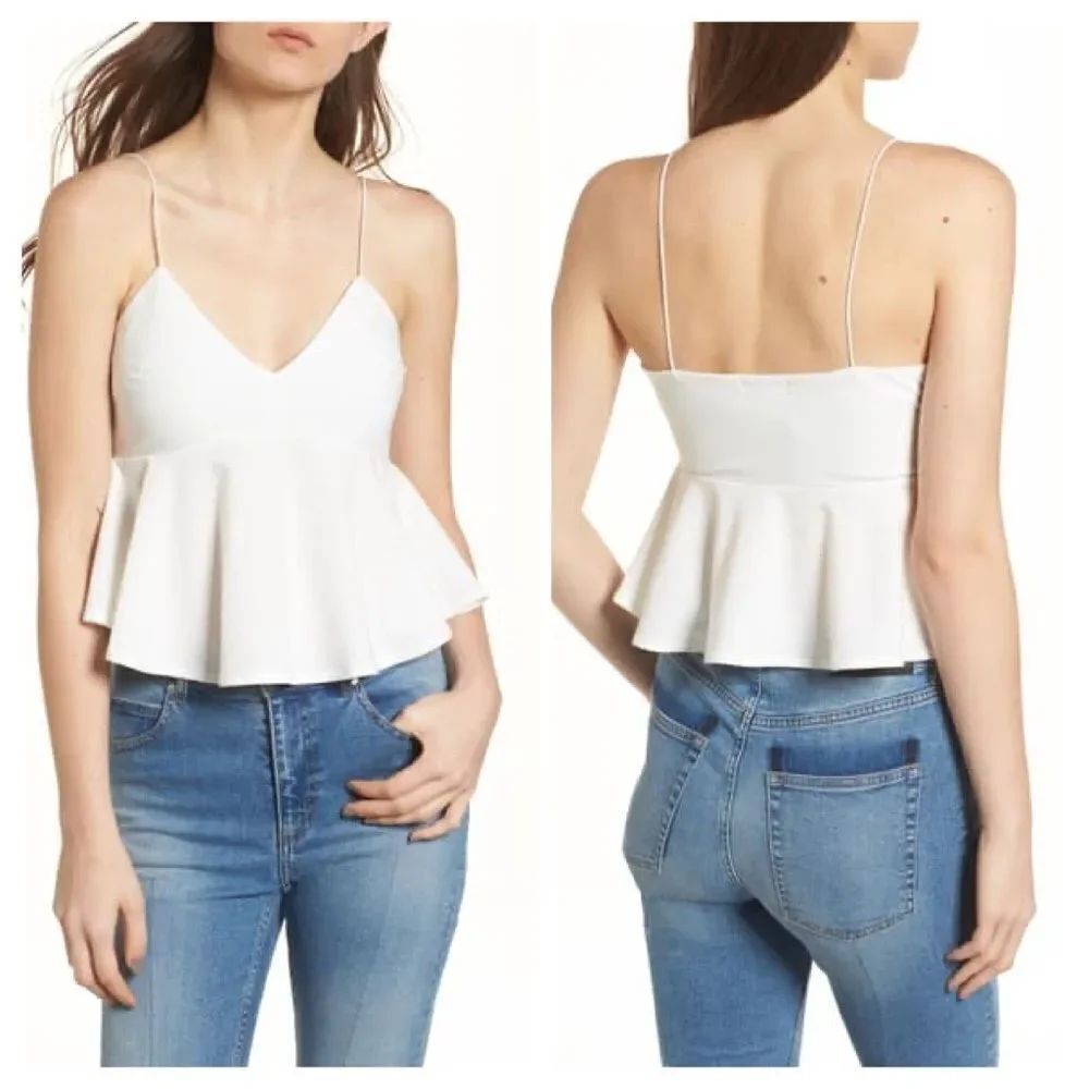 Leith White Peplum Tank Sz L